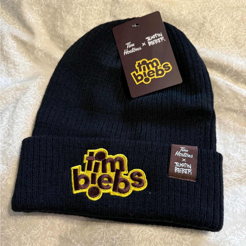 Justin Bieber x Tim Hortons NWT TimBiebs Black Beanie One Size